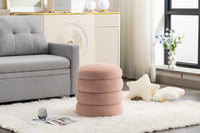 006-Soft Velvet  Round Ottoman Footrest Stool,Pink