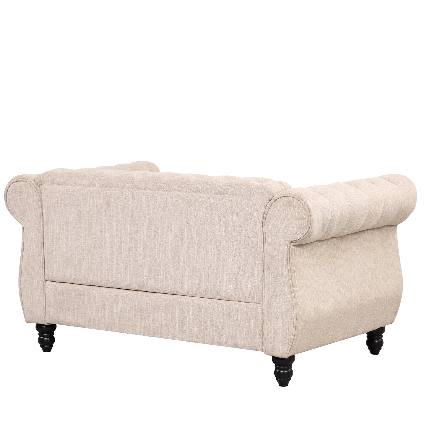 60" modern sofa Dutch plush upholstered sofa, solid wood legs, buttoned tufted backrest, beige