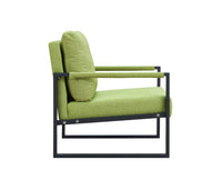 Fiber cloth armchair Metal frame upholstered back and cushion sofa chair living room (light fiber cloth + metal + foam)