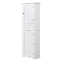 Tall Bathroom Storage Cabinet, Freestanding Storage Cabinet with Drawer and Adjustable Shelf, MDF Board with Painted Finish, White