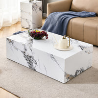 A stylish and durable design paired with a modern 3 piece coffee table set with marble patterns.