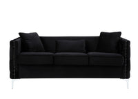 Bayberry Black Velvet Sofa Loveseat Chair Living Room Set