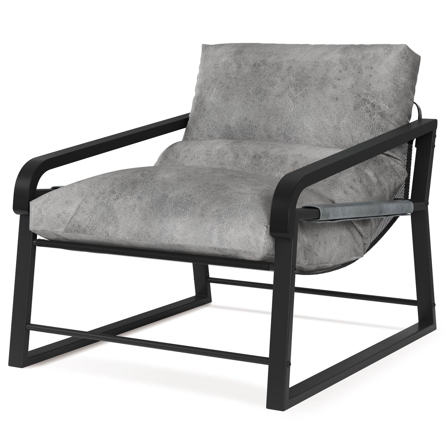 Modern Metal Frame Accent Chair, Comfy Armchair with Cushion, Lounge Sofa Chair for Living Room, Bedroom - Gray