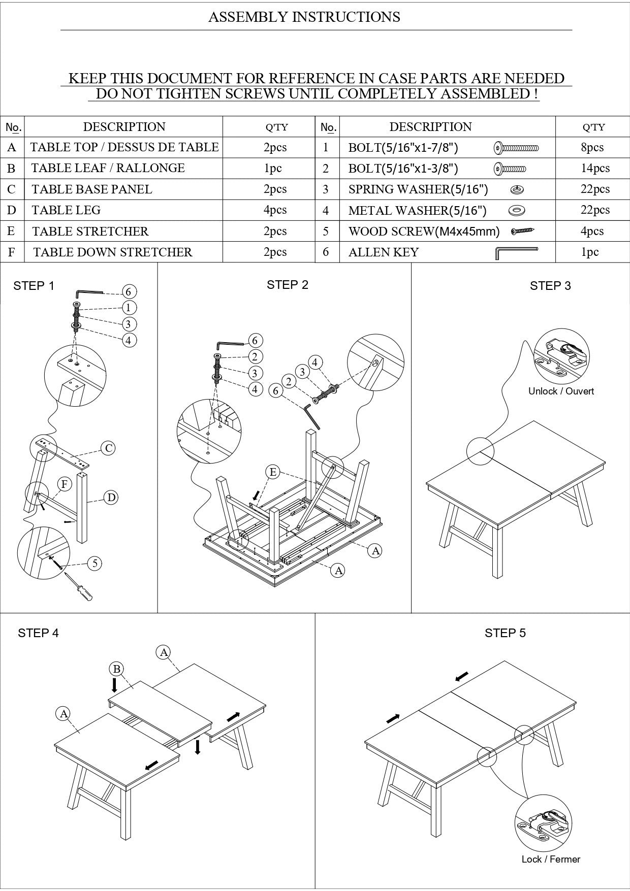 Dining Room Furniture 6pc Dining Set Table w Leaf And 4x Side Chairs 1x Bench Gray Fabric Cushion Seat White Clean Lines Wooden Table Top