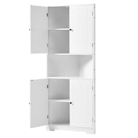 Tall Bathroom Storage Cabinet, Corner Cabinet with Doors and Adjustable Shelf, MDF Board with Painted Finish, White