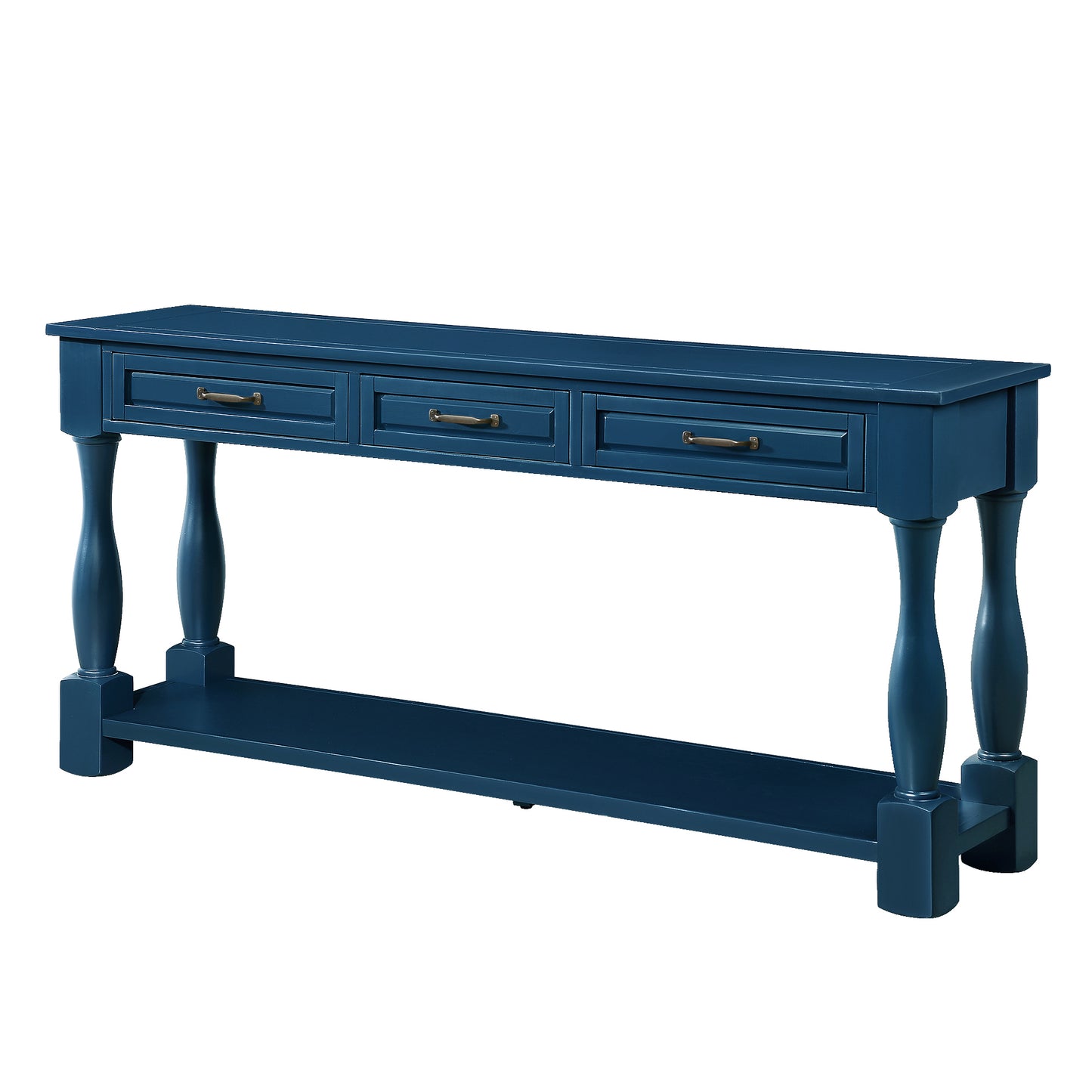 63inch Long Wood Console Table with 3 Drawers and 1 Bottom Shelf for Entryway Hallway Easy Assembly Extra-thick Sofa Table( Navy Blue)