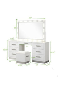 Coco King 5 Pc Vanity LED Bedroom Set Made With Vanity in Milky White