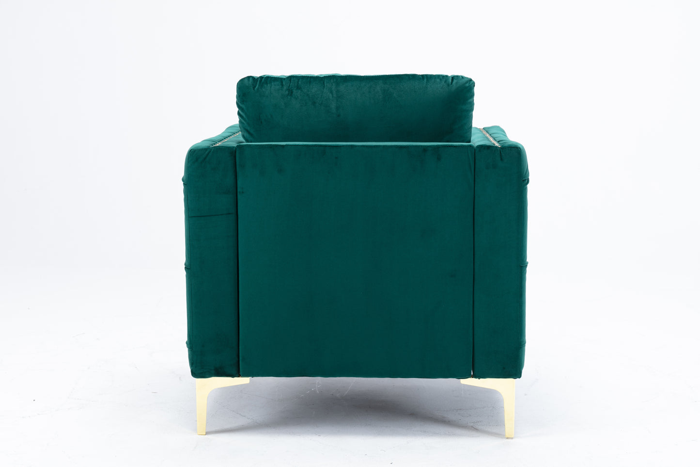 Modern Velvet Armchair Tufted Button Accent Chair Club Chair with Steel Legs for Living Room Bedroom,Green