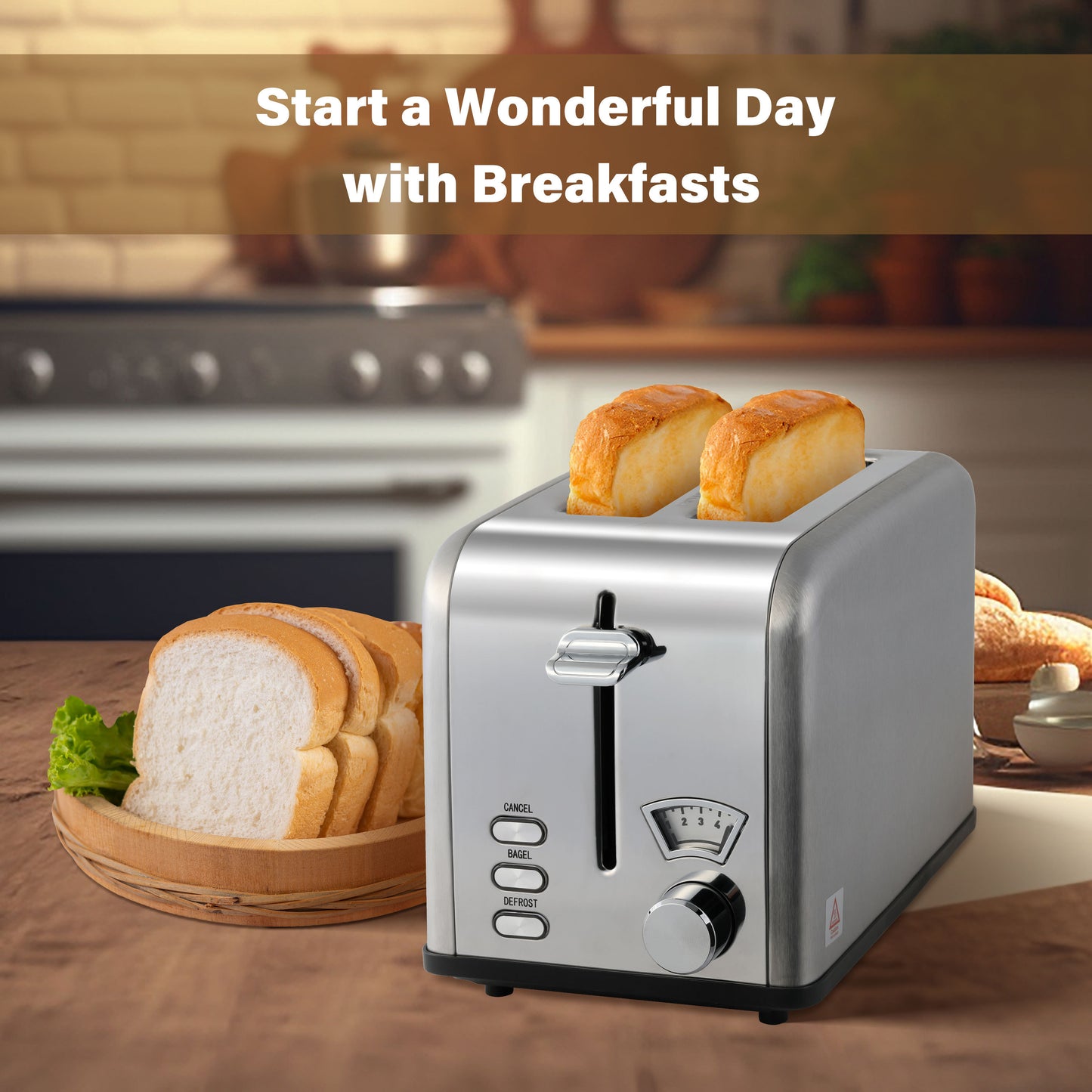 2-Slice Toaster with 1.5 inch Wide Slot, 5 Browning Setting and 3 Function: Bagel, Defrost & Cancel, Retro Stainless-Steel Style, Toast Bread Machine with Removable Crumb Tray, Silver