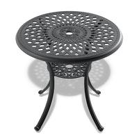 5-Piece Set Of Cast Aluminum Patio Furniture  With Black Frame and  Seat Cushions In Random Colors