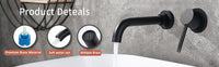 Wall Mount Faucet for Bathroom Sink or Bathtub, Single Handle 2 Holes Brass Rough-in Valve Included, Matte Black