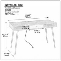 Mid Century Desk with USB Ports and Power Outlet, Modern Writing Study Desk with Drawers, Multifunctional Home Office Computer Desk Black