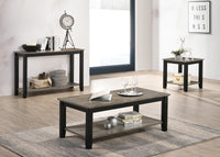 Coffee Table With Open Shelf In Dark Brown And Grey