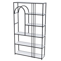 70.9 Inch Home Office Bookcase Open Bookshelf Storage Large 6 Shelf Bookshelf Furniture with Black Metal Frame, White