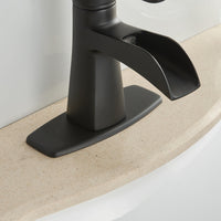 Waterfall Single Hole Single-Handle Low-Arc Bathroom Sink Faucet With Pop-up Drain Assembly In Matte Black