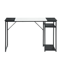 47.2" L x 23.6" D Writing Computer Desk, Home Office Study Desk with 2 Storage Shelves on Right Side, Fashion Simple Style Wood Table Metal Frame- White & Black