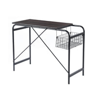 31.5" Computer Desk/ Home office desk With Wire Storage Basket - walnut & black