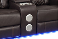 Benz LED & Power Recliner 3 PC Made With Faux Leather in Brown