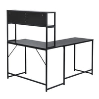 L-Shaped Desk with Hutch Reversible Corner Computer Desk with Storage Shelves, Industrial 54.3" L Shaped Desk Large Gaming Desk Saves Space for Home Office, Black