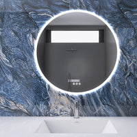 24 in. Round Wall-Mounted Dimmable LED Bathroom Vanity Mirror with Defogger and Bluetooth Music Speaker