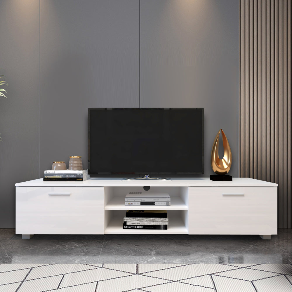 White TV Stand for 70 Inch TV Stands, Media Console Entertainment Center Television Table, 2 Storage Cabinet with Open Shelves for Living Room Bedroom