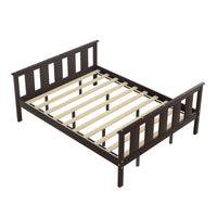 Wood Platform Bed Queen Size Bed Frame with Headboard and Footboard, Espresso