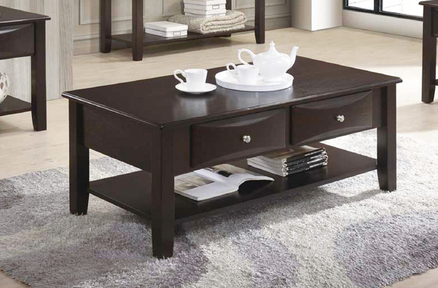 Coffee Table Of Two Drawers In Brown