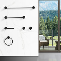 Bathroom Hardware Set, Thicken Space Aluminumm 6 PCS Towel bar Set- Matte Black 24 Inches Wall Mounted