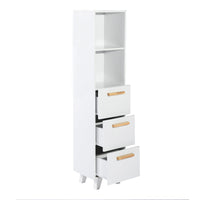 Tall Cabinet, Wooden Slim Floor Cabinet with Shelves & Drawer, White