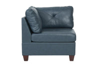 Genuine Leather Ink Blue Tufted 6pc Sectional Set 3x Corner Wedge 3x Armless Chair Living Room Furniture Sofa Couch