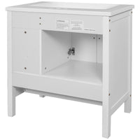 30" Bathroom Vanity Base Only, Solid Wood Frame, Bathroom Storage Cabinet with Doors and Drawers, White