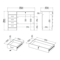 Modern Walden Desk with 5 Drawers for Living Room or Home Office, Black Woodgrain