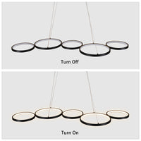 LED Lights 55W Flush Mount Ceiling Light 3850LM Not Dimmable Ceiling Light fixtures Black Chandelier 7 Rings Pendant Lighting for Bedroom,Dining Room Living Room Lights, 3000K