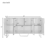 TREXM Modern sideboard with Four Doors, Metal handles & Legs and Adjustable Shelves Kitchen Cabinet (Black)