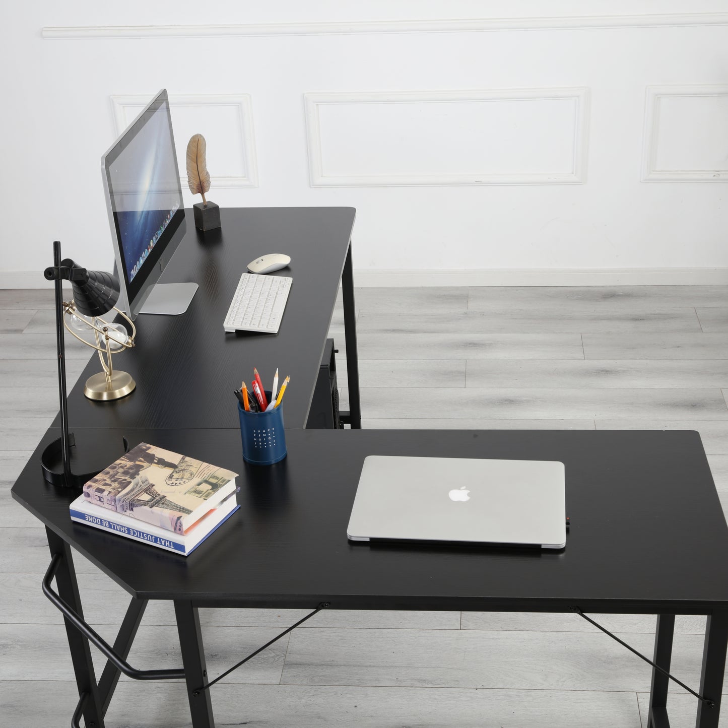 High quality safe and environmentally friendly office home school Black L-shaped corner desk