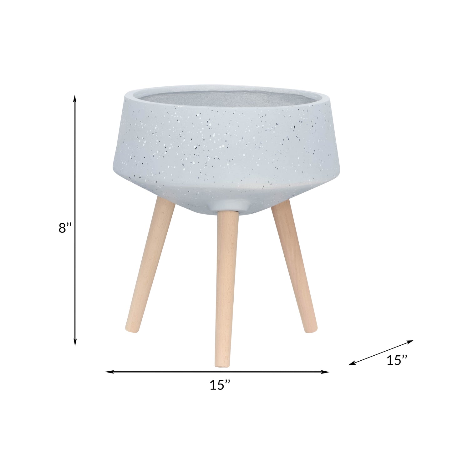 S/2 11/15" TERRAZZO PLANTER W/ WOOD LEGS,  GRAY