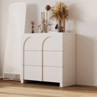 Modern Style Three-Drawer Chest Sideboard Cabinet Ample Storage Spaces for Living Room, Children's Room, Adult Room, Half Gloss White