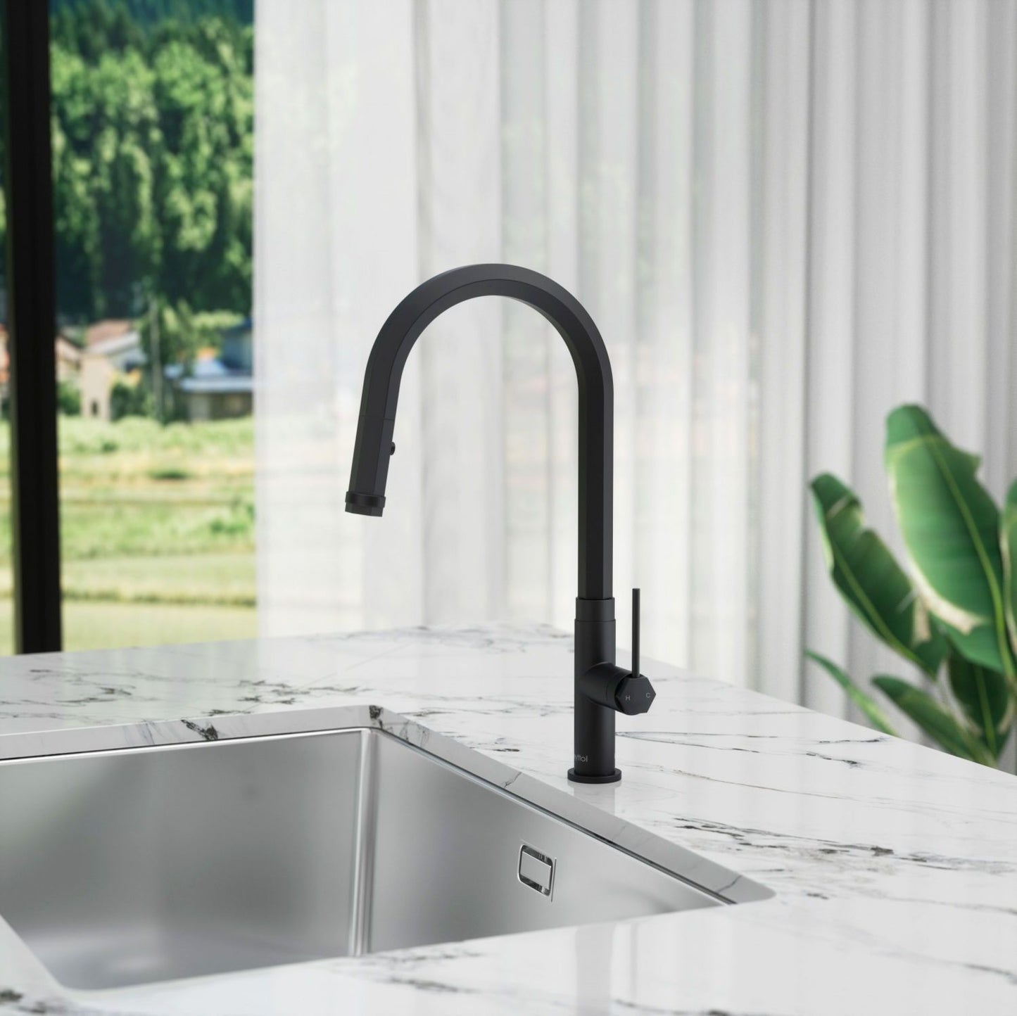 Single Handle Pull Down Sprayer Kitchen Faucet with Advanced Spray, Pull Out Spray Wand in Matte Black