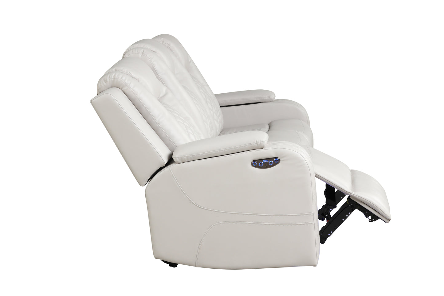 Benz LED & Power Recliner 3 PC Made With Faux Leather in Ice