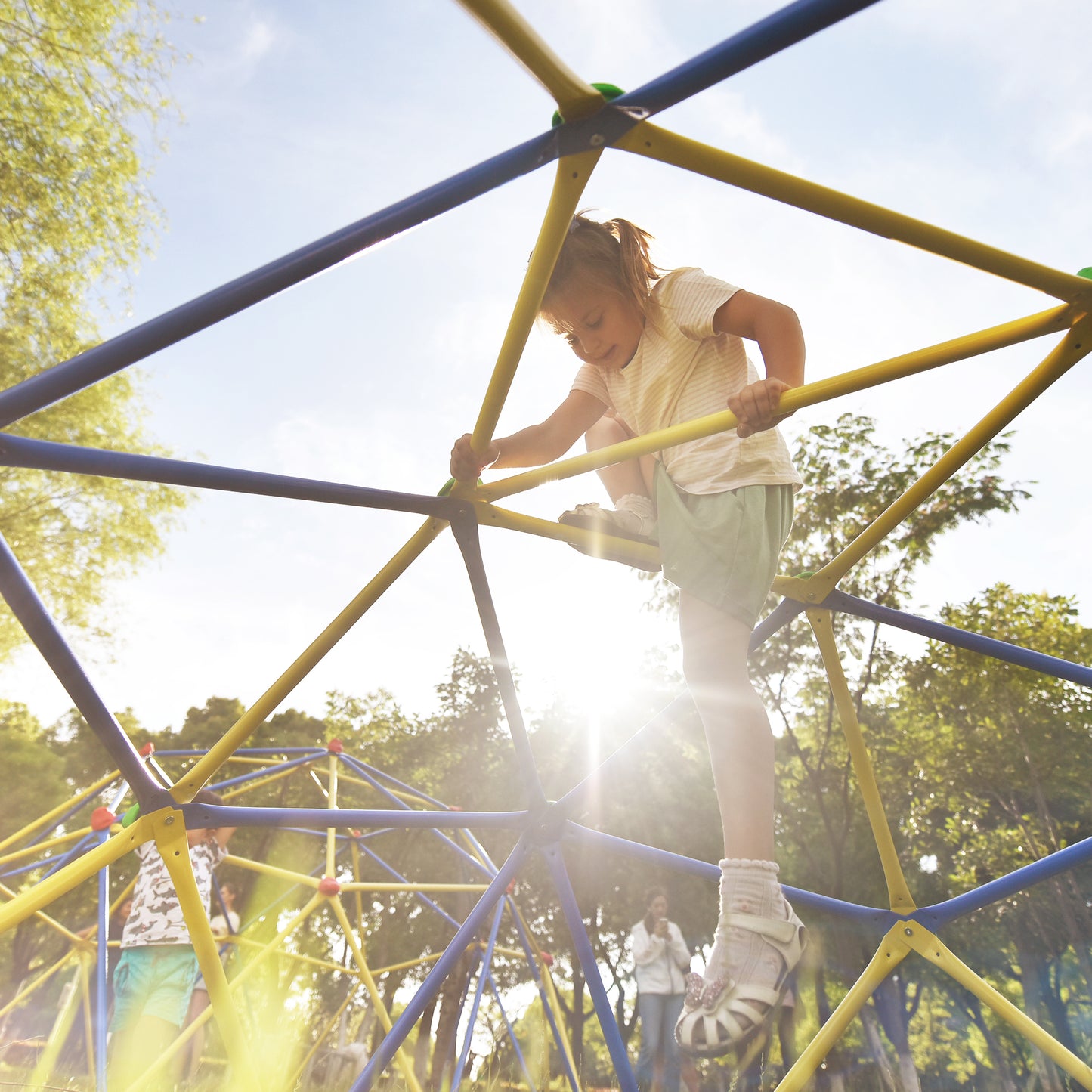 Kids Climbing Dome Jungle Gym - 10 ft Geometric Playground Dome Climber Play Center with Rust & UV Resistant Steel, Supporting 1000 LBS