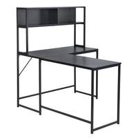 L-Shaped Desk with Hutch Reversible Corner Computer Desk with Storage Shelves, Industrial 54.3" L Shaped Desk Large Gaming Desk Saves Space for Home Office, Black