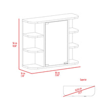 Milan Medicine Cabinet, Six External Shelves Mirror, Three Internal Shelves -Black