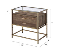 ACME Knave Accent Table, Walnut & Champagne Finish 97867