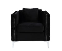 Bayberry Black Velvet Sofa Loveseat Chair Living Room Set