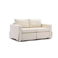 2 Seat Module Sectional Sofa Couch With 2 Ottoman,Seat Cushion and Back Cushion Removable and Washable,Cream