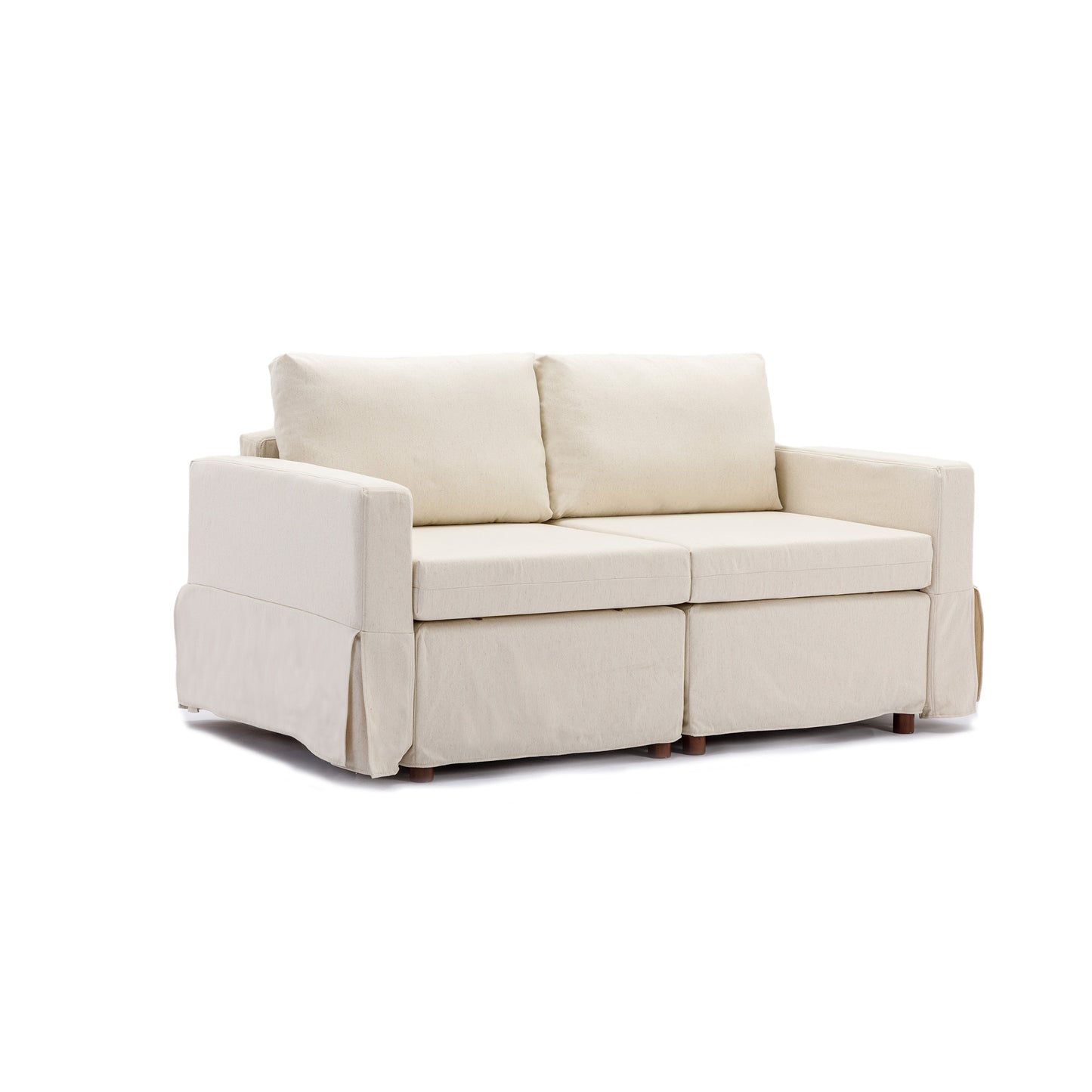 2 Seat Module Sectional Sofa Couch With 1 Ottoman,Seat Cushion and Back Cushion Removable and Washable,Cream