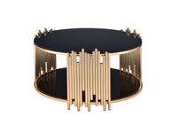 ACME Tanquin Coffee Table in Gold & Black Glass 84490