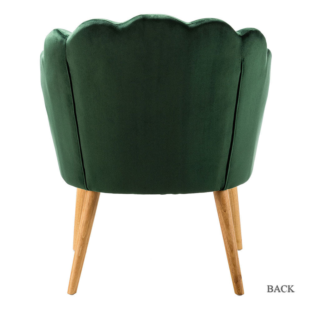 Flora Scalloped Velvet Arm Chair-GREEN