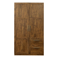 High wardrobe and kitchen cabinet with 2 doors, 2 drawers and 5 storage spaces,walnut