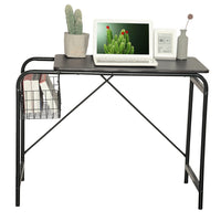 31.5" Computer Desk/ Home office desk With Wire Storage Basket - walnut & black